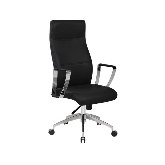 Silla ejecutiva modelo AC-10 en vinil con base cromada y respaldo alto. Diseño moderno, cómodo y resistente hasta 150 kg. Ideal para oficina profesional.