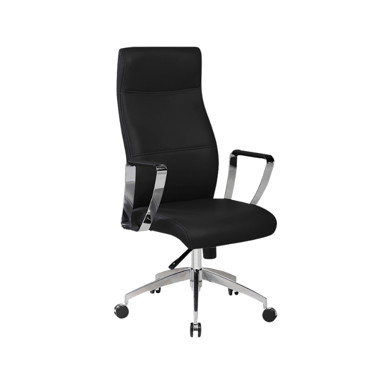 Silla ejecutiva modelo AC-10 en vinil con base cromada y respaldo alto. Diseño moderno, cómodo y resistente hasta 150 kg. Ideal para oficina profesional.