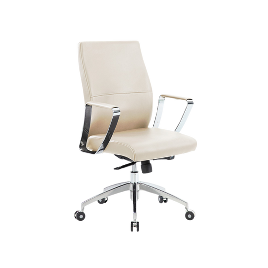Silla ejecutiva modelo AC-15 con respaldo alto, base cromada y ajuste reclinable. Elegancia y confort ideales para oficinas modernas y ejecutivos.