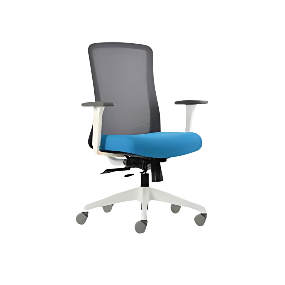 Descubre el estilo de la silla ejecutiva modelo BM-1200 BL de Aura Muebles. Con reposabrazos acolchados te brinda la mejor postura para trabajar por largos períodos sin cansarte.