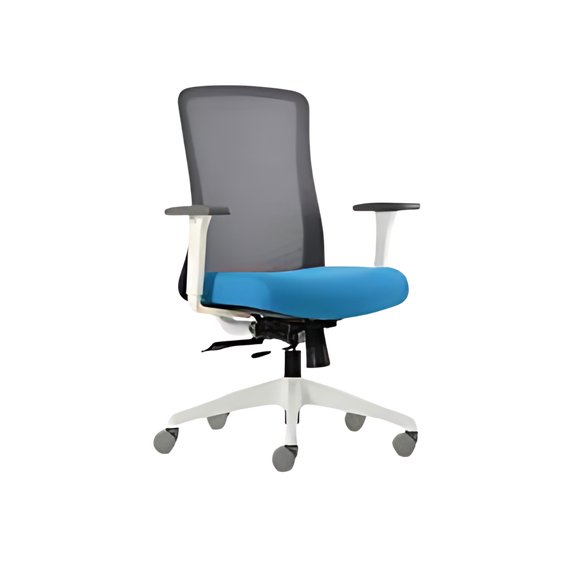 Descubre el estilo de la silla ejecutiva modelo BM-1200 BL de Aura Muebles. Con reposabrazos acolchados te brinda la mejor postura para trabajar por largos períodos sin cansarte.