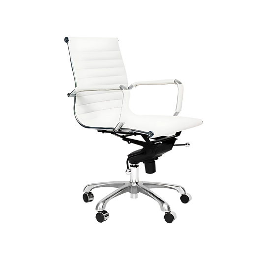 Descubre la elegante y cómoda silla ejecutiva modelo CADIZ con respaldo bajo de Aura Muebles. Diseñada ergonómicamente para brindar soporte óptimo a tu espalda.