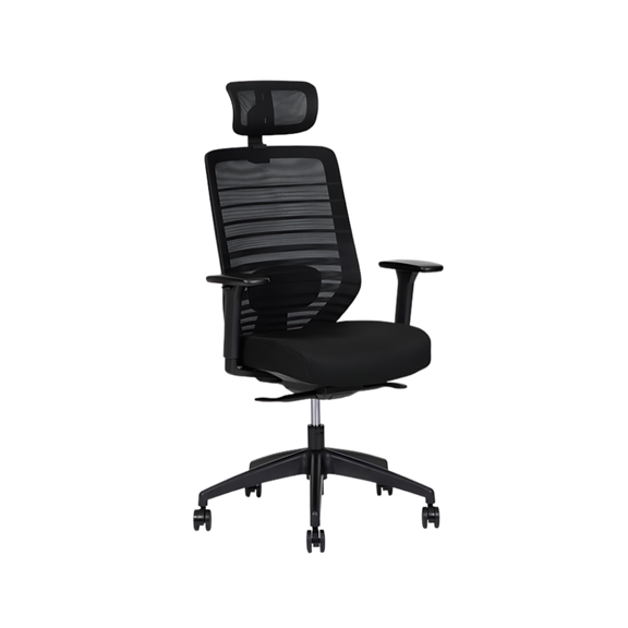 Encuentra la silla ejecutiva modelo DELTA respaldo alto en Aura Muebles. Combina elegancia y ergonomía para brindar confort y soporte lumbar excepcional en tu oficina.