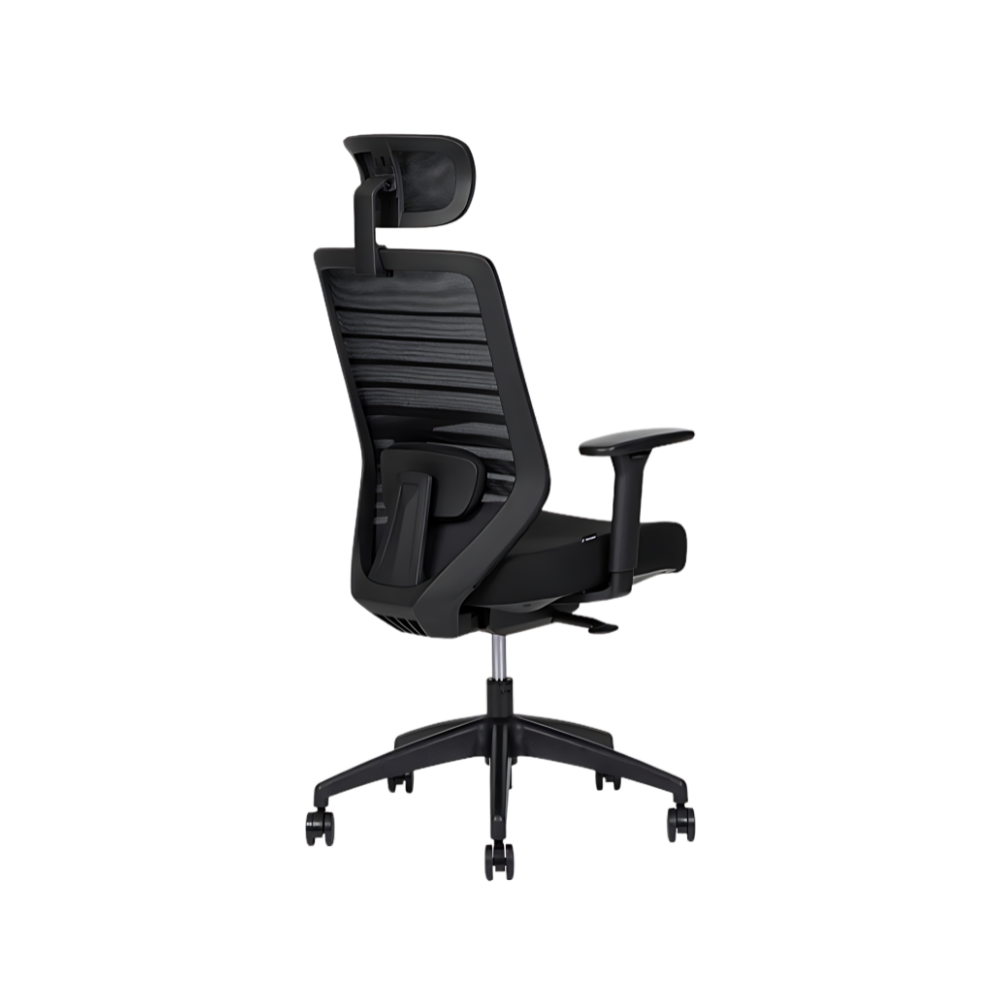 Encuentra la silla ejecutiva modelo DELTA respaldo alto en Aura Muebles. Combina elegancia y ergonomía para brindar confort y soporte lumbar excepcional en tu oficina.