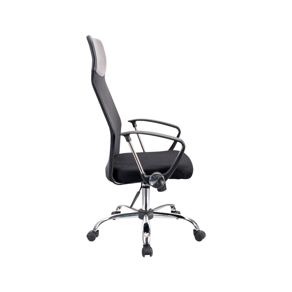 Silla ejecutiva respaldo diseño ergonómico en estructura tubular redondo tapicería respaldo tapizado solo en malla color negro Mecanismo Ejecutivo sistema reclinable mecanismo de bloqueo y ajuste neumático de altura Aura Muebles modelo ECOMESH