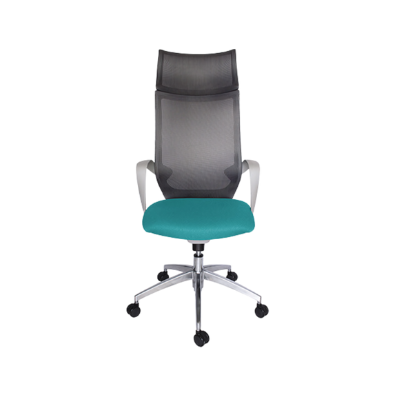 La silla ejecutiva modelo EQUA OHE-185 de Aura Muebles en color gris ofrece una postura agradable durante largas horas de trabajo. Diseñada para profesionales.