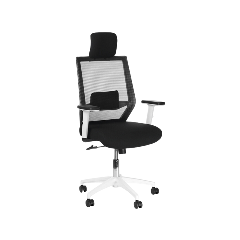 Silla ejecutiva color negro con Blanco Cabecera y brazos Aura Muebles modelo LED-A