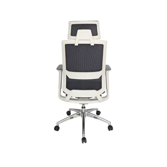 Silla ejecutiva color Blanco Brazos tipo 4D giratorios Respaldo alto con cabecera SOHO Aura Muebles modelo OHE-95