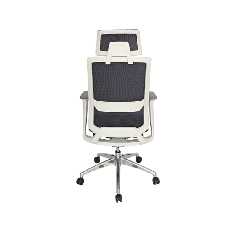 Silla ejecutiva color Blanco Brazos tipo 4D giratorios Respaldo alto con cabecera SOHO Aura Muebles modelo OHE-95