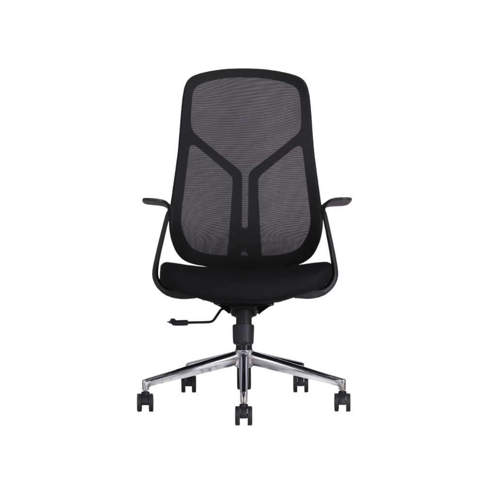 Silla ejecutiva color Negro con coderas fijas TERRA Aura Muebles modelo APTERNG