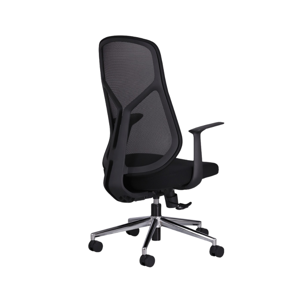 Silla ejecutiva color Negro con coderas fijas TERRA Aura Muebles modelo APTERNG