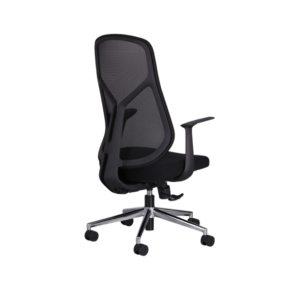 Silla ejecutiva color Negro con coderas fijas TERRA Aura Muebles modelo APTERNG