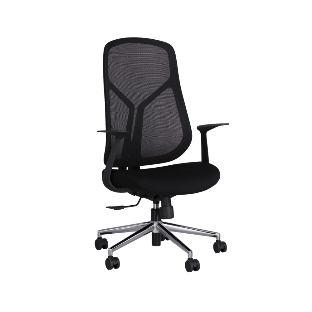 Silla ejecutiva color Negro con coderas fijas TERRA Aura Muebles modelo APTERNG