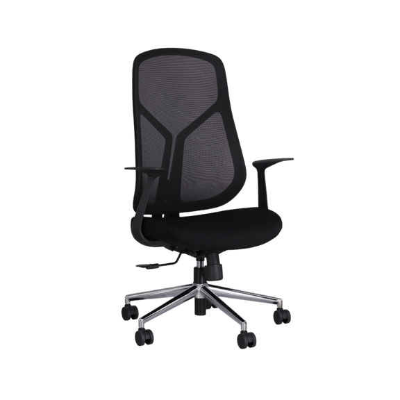 Silla ejecutiva color Negro con coderas fijas TERRA Aura Muebles modelo APTERNG