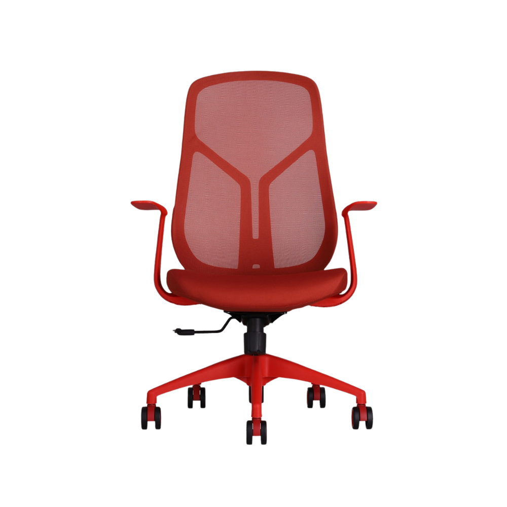 Silla ejecutiva color Rojo con coderas fijas TERRA Aura Muebles modelo APTERRJ