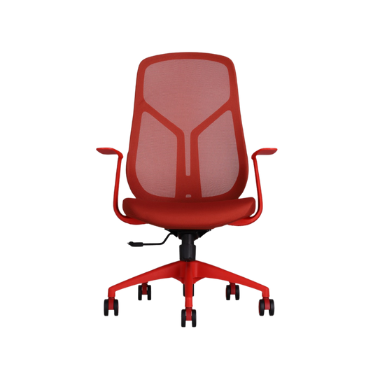 Silla ejecutiva color Rojo con coderas fijas TERRA Aura Muebles modelo APTERRJ