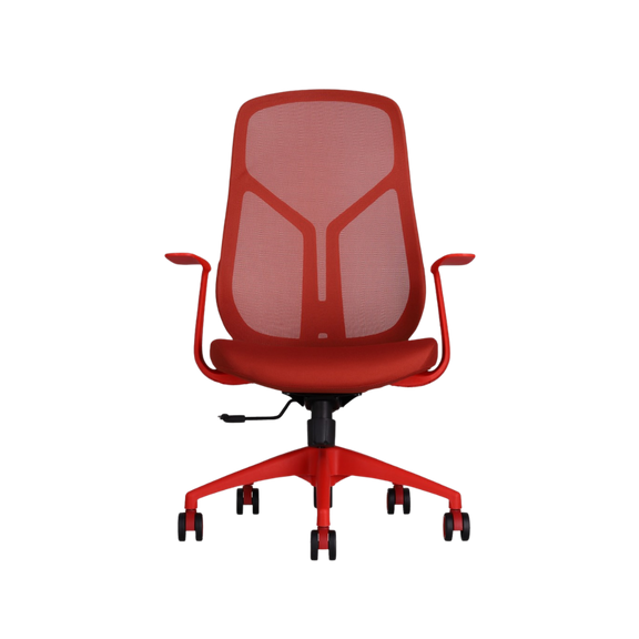 Silla ejecutiva color Rojo con coderas fijas TERRA Aura Muebles modelo APTERRJ