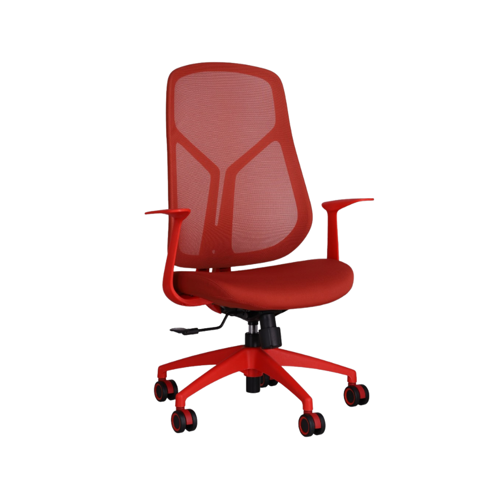 Silla ejecutiva color Rojo con coderas fijas TERRA Aura Muebles modelo APTERRJ