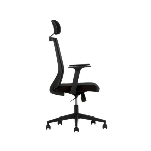 Encuentra la silla ejecutiva modelo VISION BLACK de respaldo alto en Aura Muebles. Combina diseño contemporáneo y soporte ergonómico superior para brindar comodidad y elegancia en tu oficina.