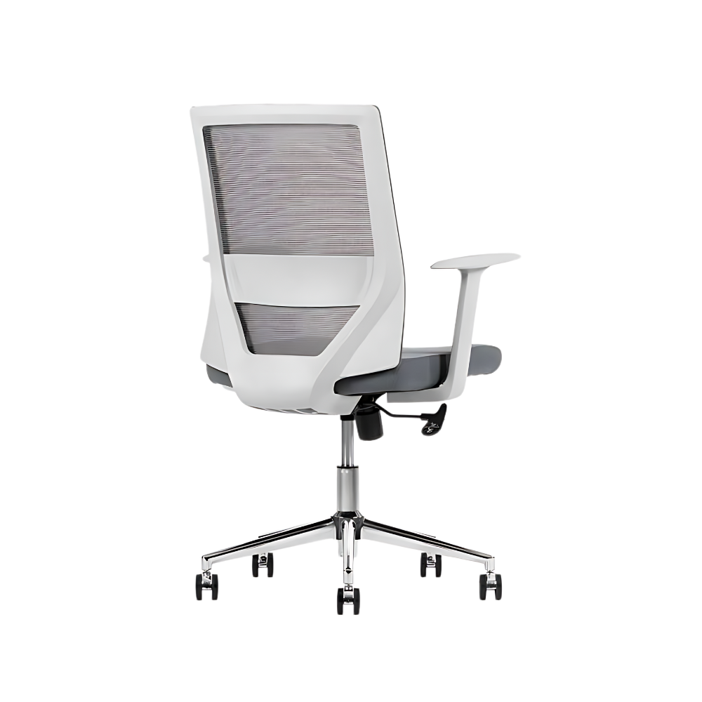 Encuentra la silla ejecutiva modelo VISION GRAY respaldo bajo en Aura Muebles. Diseño sofisticado y soporte ergonómico para espacios de trabajo modernos.