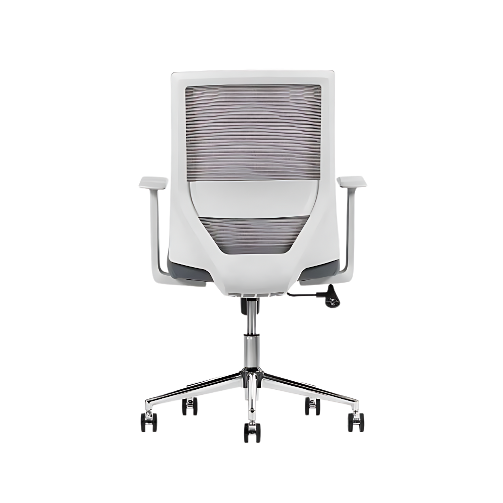 Encuentra la silla ejecutiva modelo VISION GRAY respaldo bajo en Aura Muebles. Diseño sofisticado y soporte ergonómico para espacios de trabajo modernos.