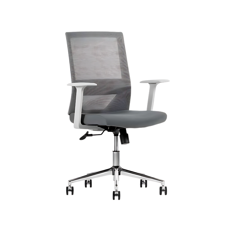 Encuentra la silla ejecutiva modelo VISION GRAY respaldo bajo en Aura Muebles. Diseño sofisticado y soporte ergonómico para espacios de trabajo modernos.