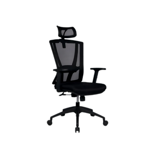 Silla ejecutiva color negro con brazos cabecera YERI en Aura Muebles de Guadalajara modelo IYA-190