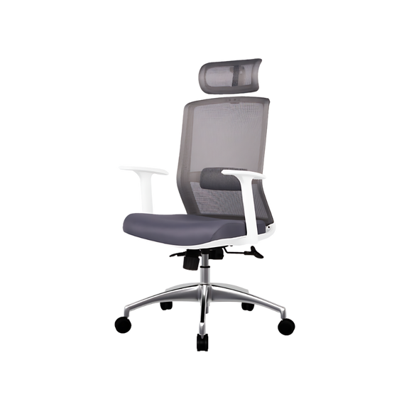 Descubre la silla ejecutiva modelo ZULA de Aura Muebles con respaldo alto en color gris. Ideal para oficinas y espacios ejecutivos, brinda comodidad durante largas jornadas de trabajo.