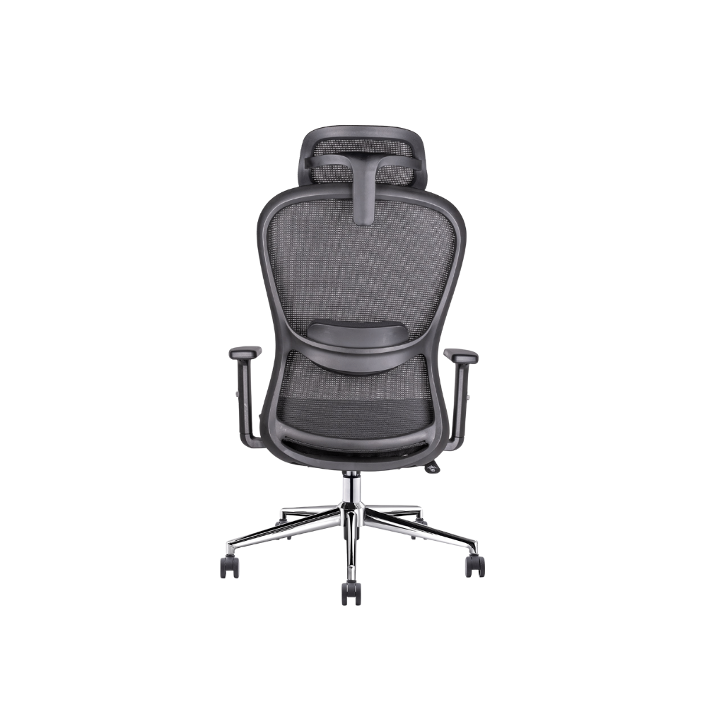Silla ejecutiva ergonómica Athelier OHE-905 negra con soporte lumbar ajustable