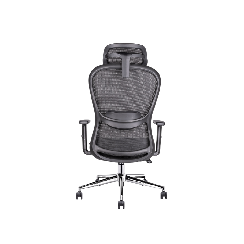 Silla ejecutiva ergonómica Athelier OHE-905 negra con soporte lumbar ajustable