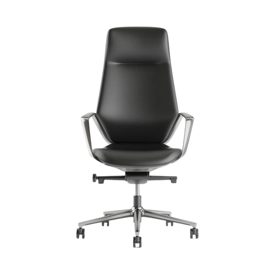 Silla Ejecutiva STARK Negro Alto en vinil vista frontal Aura Muebles.