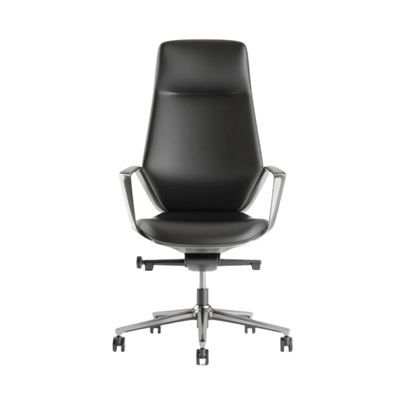 Silla Ejecutiva STARK Negro Alto en vinil vista frontal Aura Muebles.