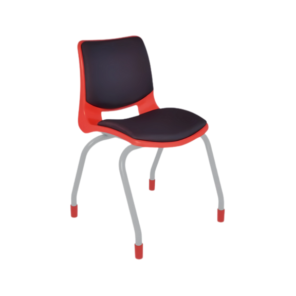 Silla escolar BOLD pintada y tapizada con estructura fabricada de tubular redondo de 1” cal. 14 acabado en cromo con asiento y respaldo Integrados por una concha de polipropileno con transferencia térmica Aura Muebles modelo EB-100