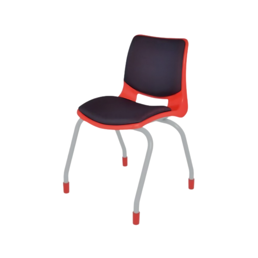 Silla escolar BOLD pintada y tapizada con estructura fabricada de tubular redondo de 1” cal. 14 acabado en cromo con asiento y respaldo Integrados por una concha de polipropileno con transferencia térmica Aura Muebles modelo EB-100