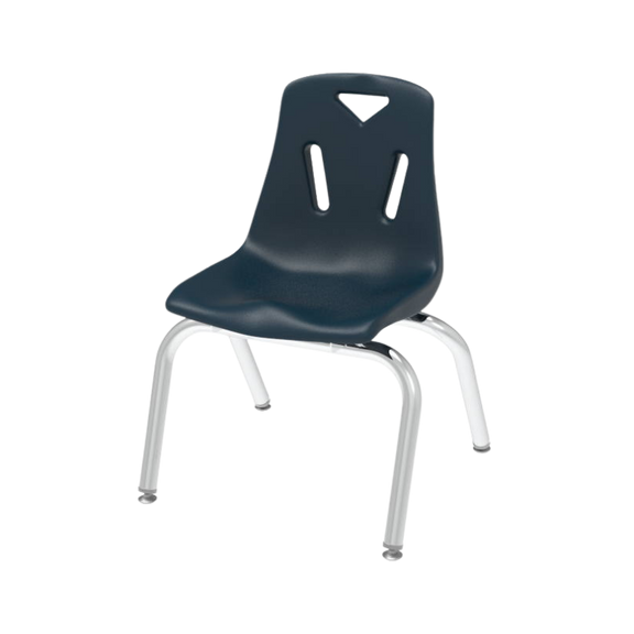 Silla escolar infantil con estructura cromada.