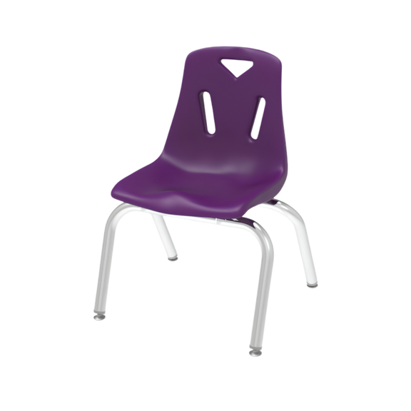 Silla escolar infantil con estructura cromada.