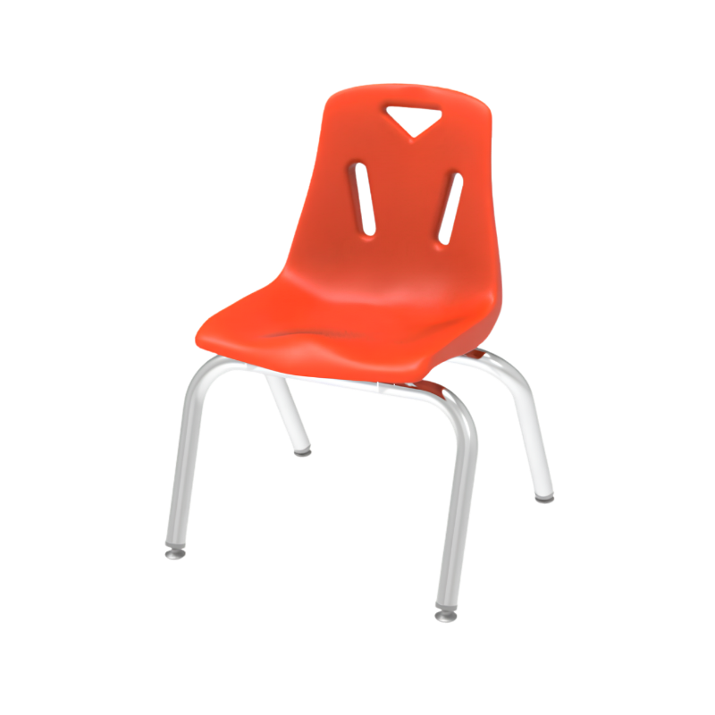 Silla escolar infantil con estructura cromada.