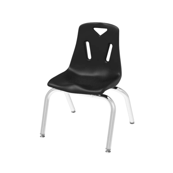 Silla escolar infantil con estructura cromada.