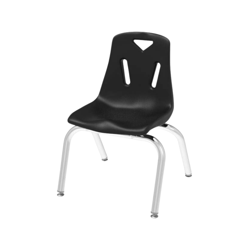 Silla escolar infantil con estructura cromada.