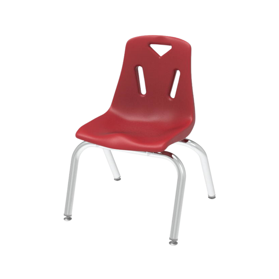 Silla escolar infantil con estructura cromada.