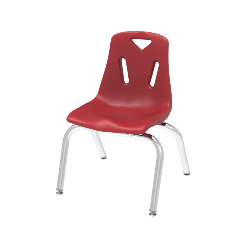 Silla escolar infantil con estructura cromada.