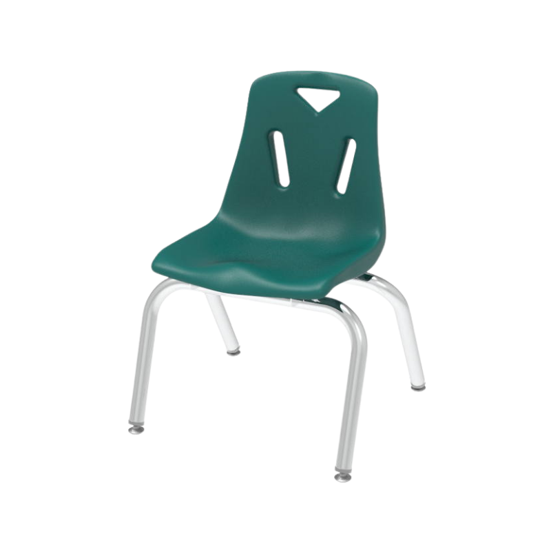 Silla escolar infantil con estructura cromada.