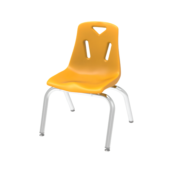 Silla escolar infantil con estructura cromada.