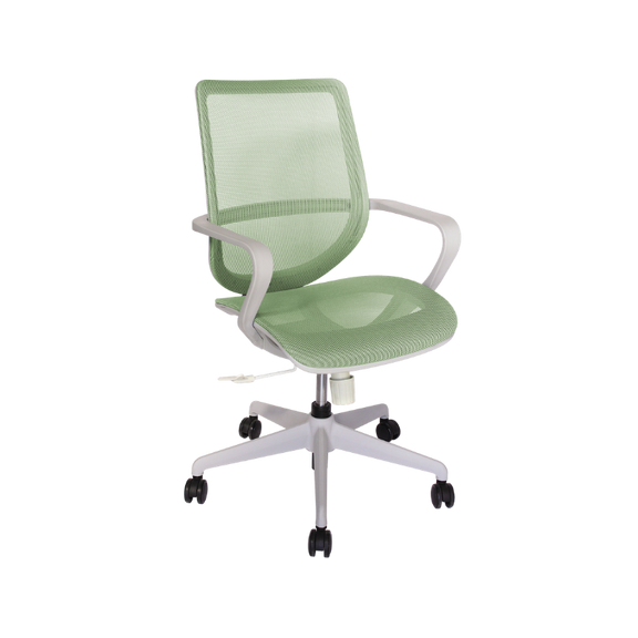 La silla operativa Evolution OHE-99 en color gris y verde. Diseñada ergonómicamente, ofrece máximo confort y soporte para tu espalda, ideal para tu oficina.