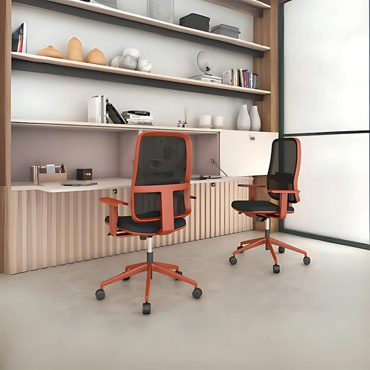 Encuentra la silla operativa ideal para tu oficina en Aura Muebles. El modelo BLAZE OHE-23 en color Rojo ladrillo ofrece comodidad y apoyo ajustable para largas horas de trabajo.