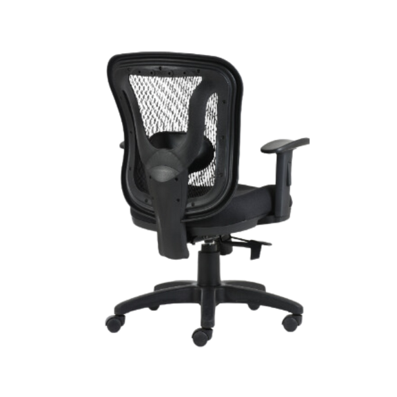 Silla operativa de respaldo medio tapizado en malla soporte lumbar brazos ajustables de gel con poliuretano poliuretano inyectado en el asiento base de nylon mecanismo ejecutivo Aura Muebles modelo BM- 1000 SL