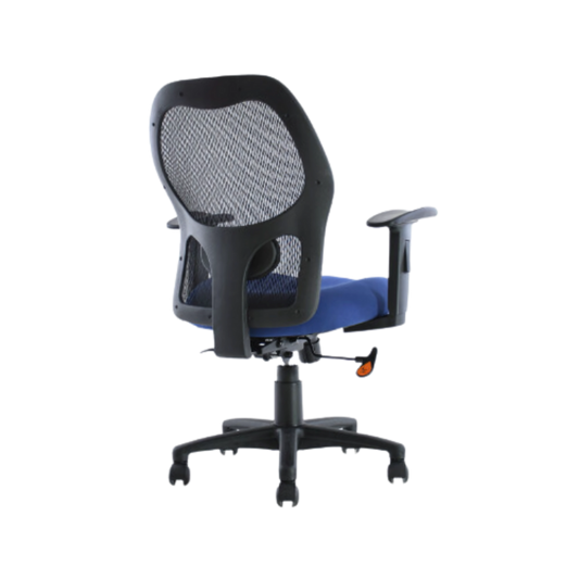 La silla operativa modelo BM-2901 de Aura Muebles es perfecta para mejorar su postura mientras trabaja. Diseñada con características ergonómicas, como un respaldo curvado y soporte lumbar ajustable.