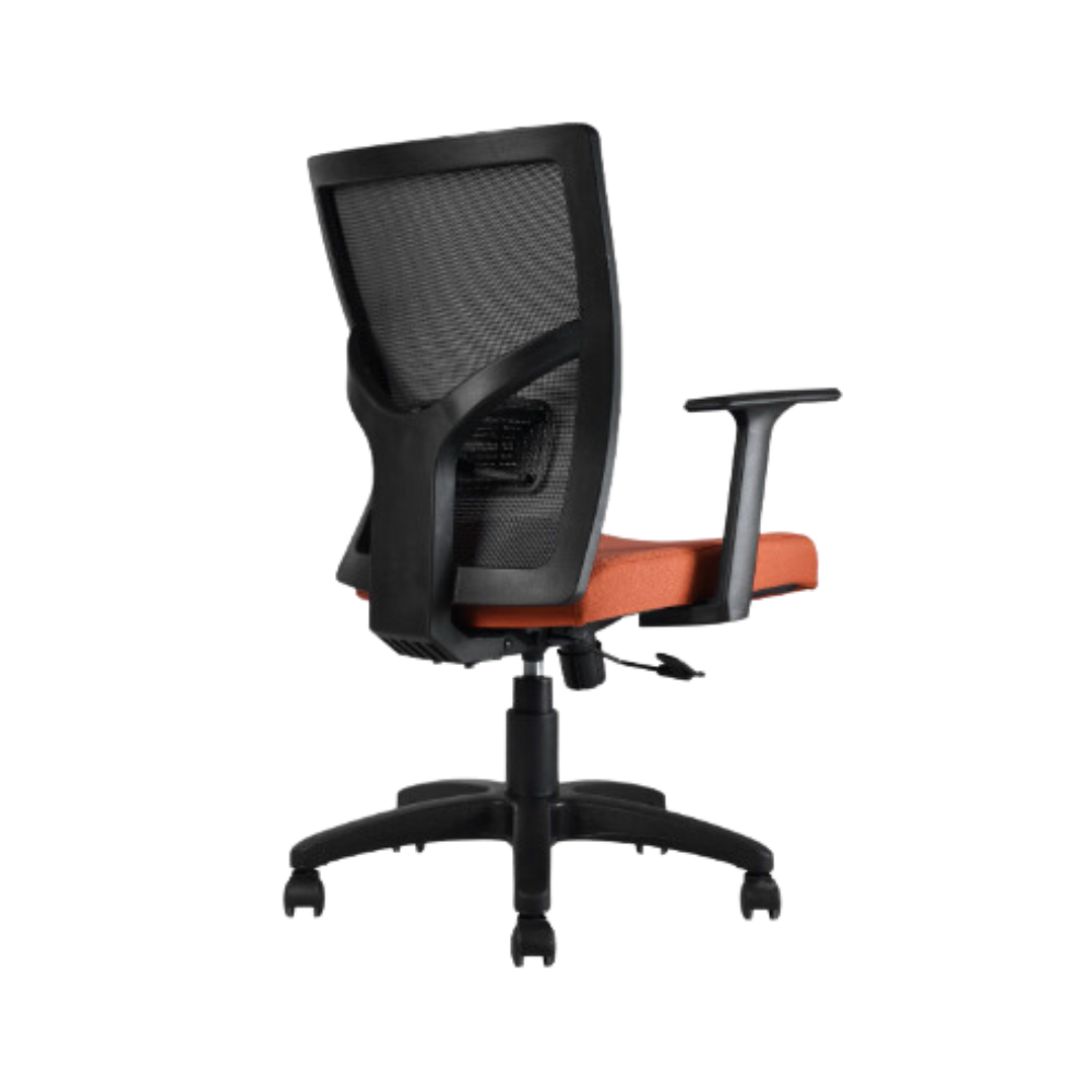 Silla operativa con asiento tapizado en tela respaldo tapizado en malla Flex o heavy Flex en 4 colores diferentes Aura Muebles modelo BM-7040