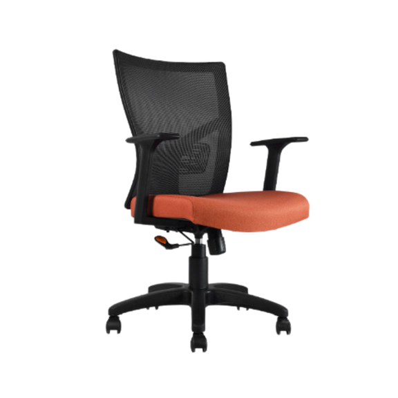 Silla operativa con asiento tapizado en tela respaldo tapizado en malla Flex o heavy Flex en 4 colores diferentes Aura Muebles modelo BM-7040