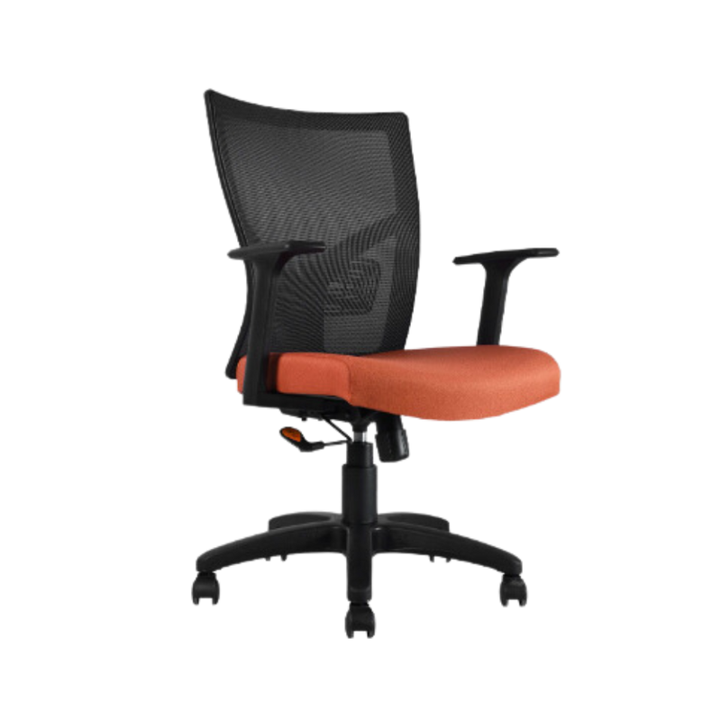 Silla operativa con asiento tapizado en tela respaldo tapizado en malla Flex o heavy Flex en 4 colores diferentes Aura Muebles modelo BM-7040